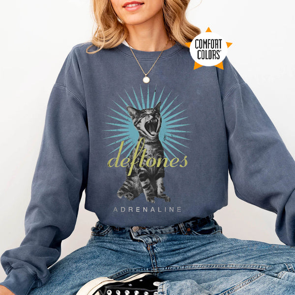 Comfort Colors Deftones Adrenaline Cat Sweatshirt